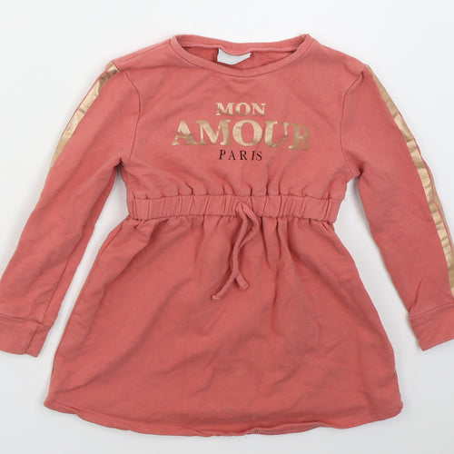Matalan Girls Pink  Cotton Skater Dress  Size 5 Years  Crew Neck Pullover - Mor Amour