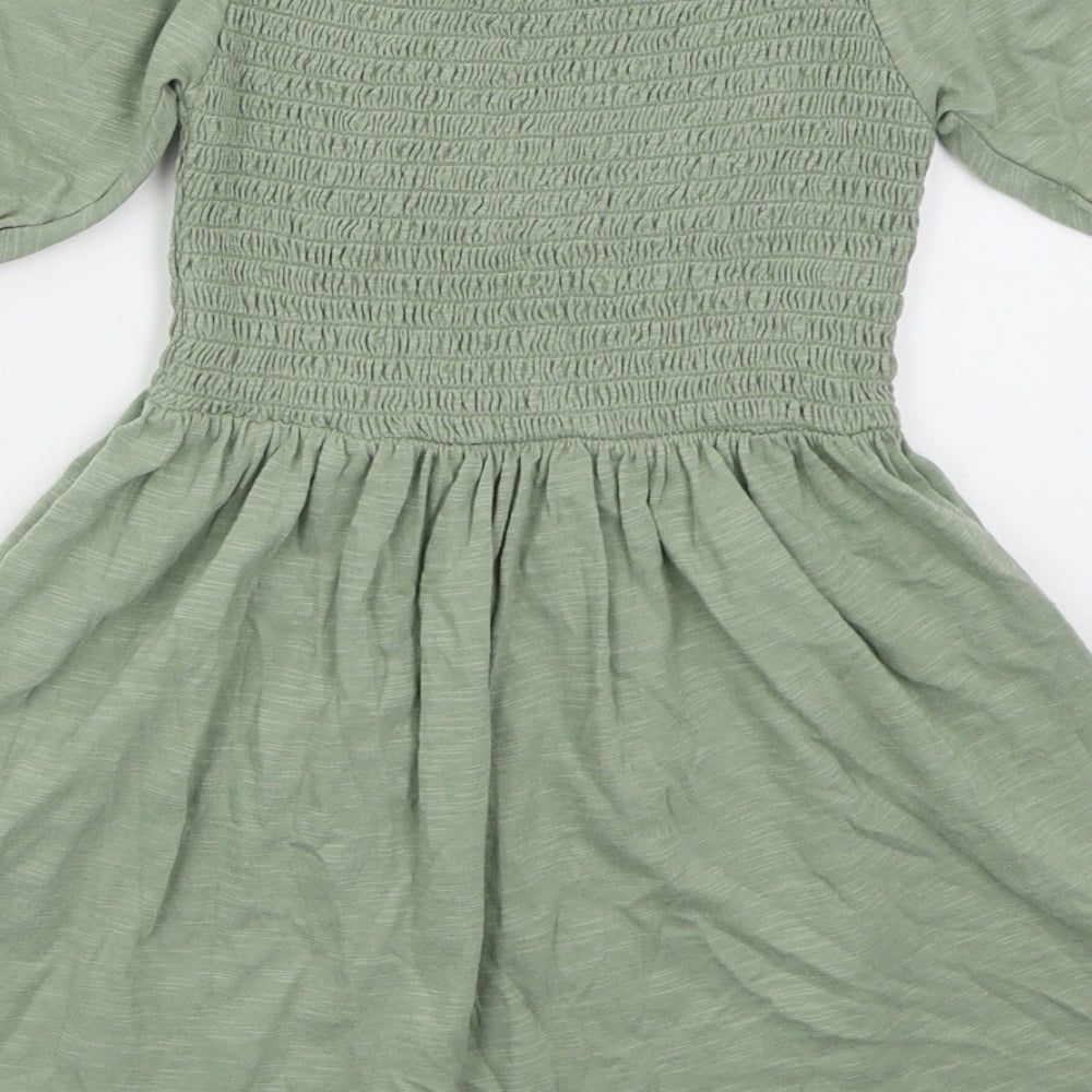 George Girls Green  Cotton Skater Dress  Size 4-5 Years  Off the Shoulder Pullover