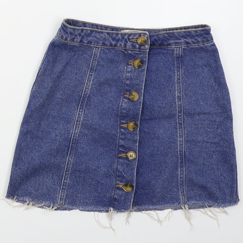 New Look Girls Blue  Cotton A-Line Skirt Size 12 Years  Regular Button