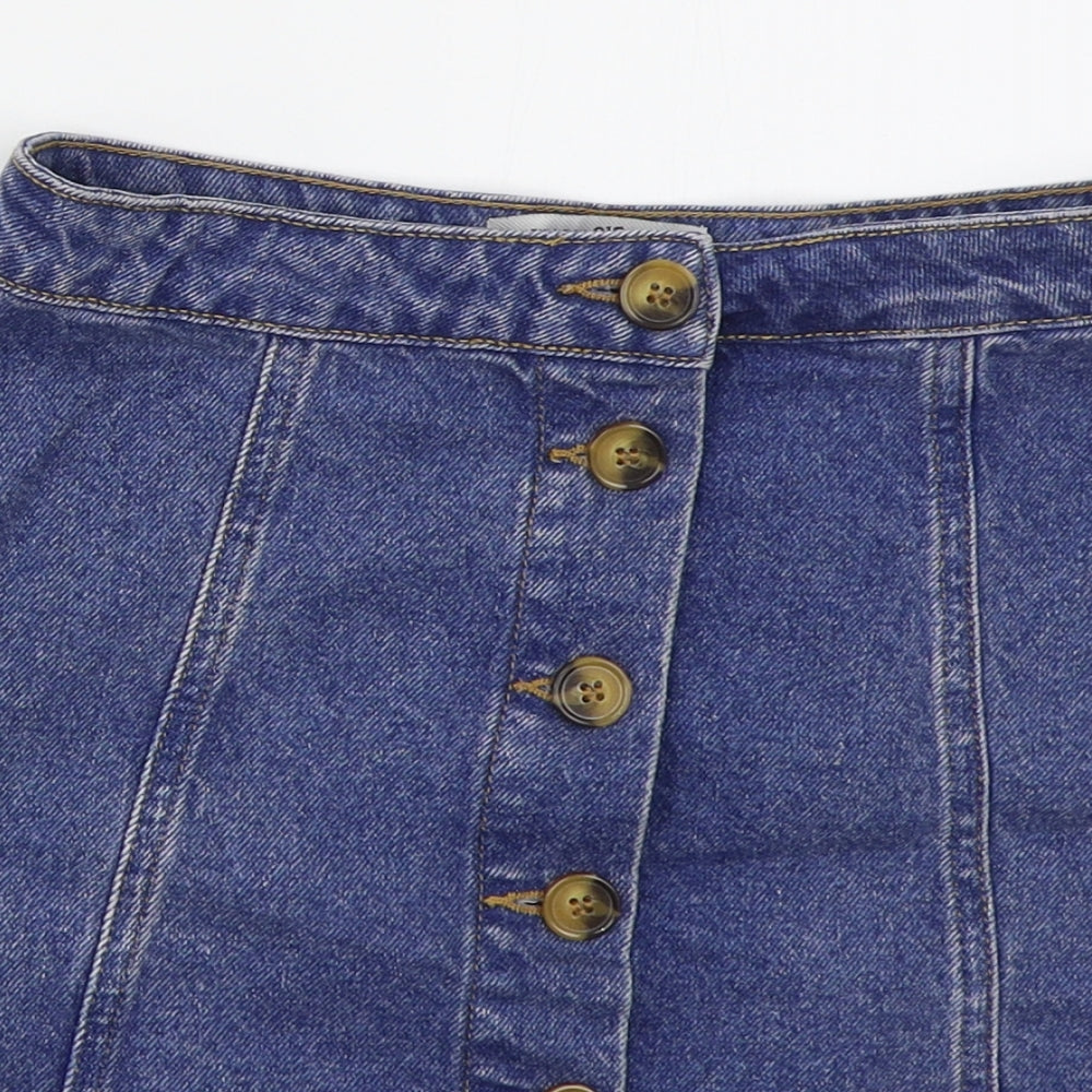 New Look Girls Blue  Cotton A-Line Skirt Size 12 Years  Regular Button