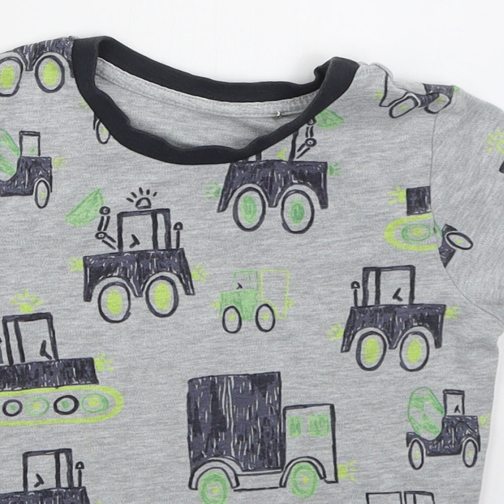 George Boys Grey  Cotton Basic T-Shirt Size 5-6 Years Crew Neck Pullover - Trucks