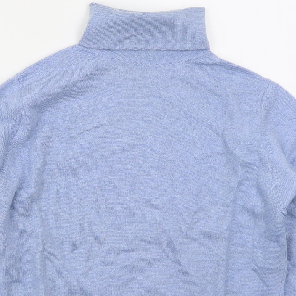 Country Collection Womens Blue Roll Neck  Wool Pullover Jumper Size 12