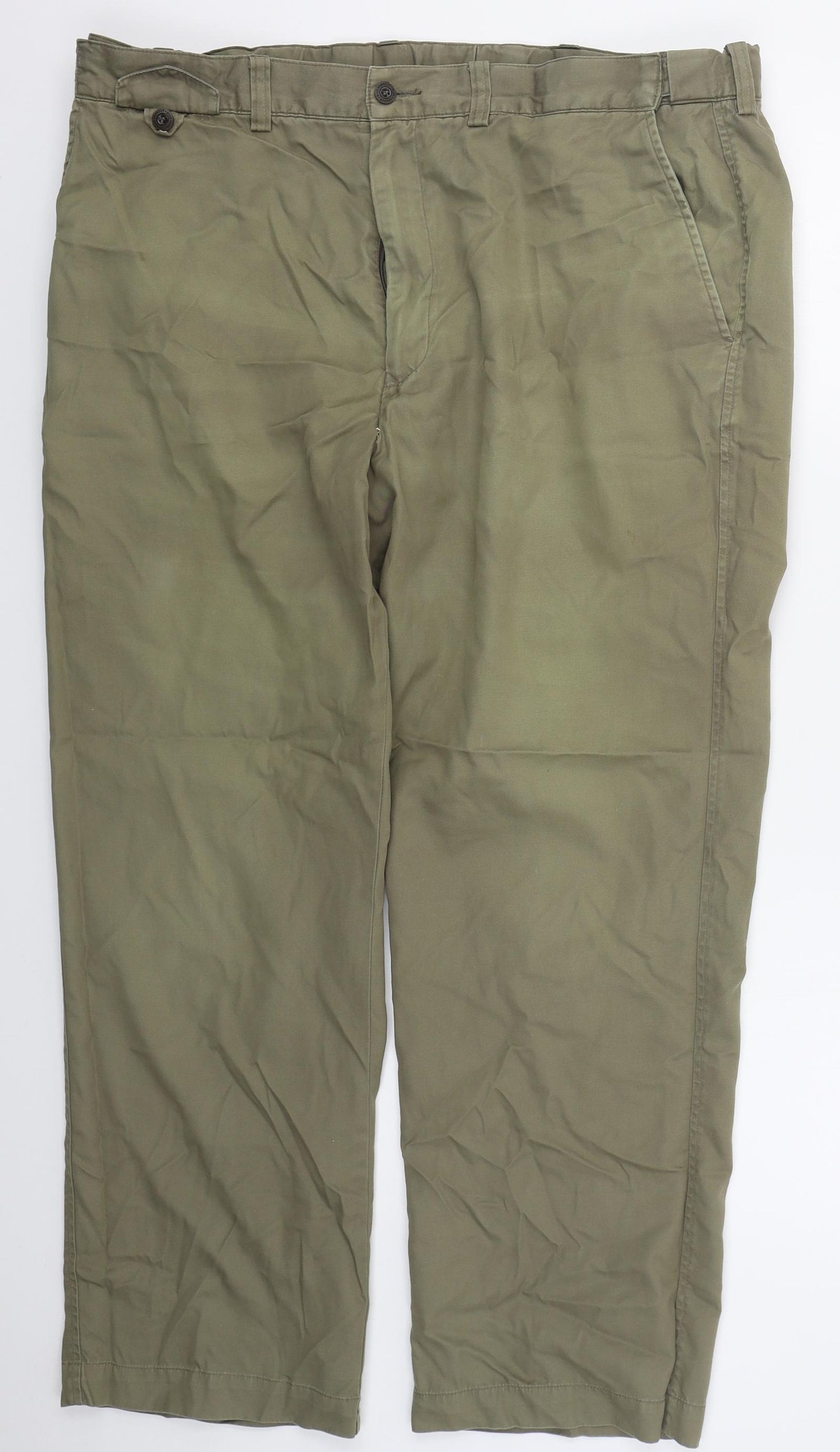 Marks and Spencer Mens Green  Cotton Trousers  Size 40 L29 in Regular Button