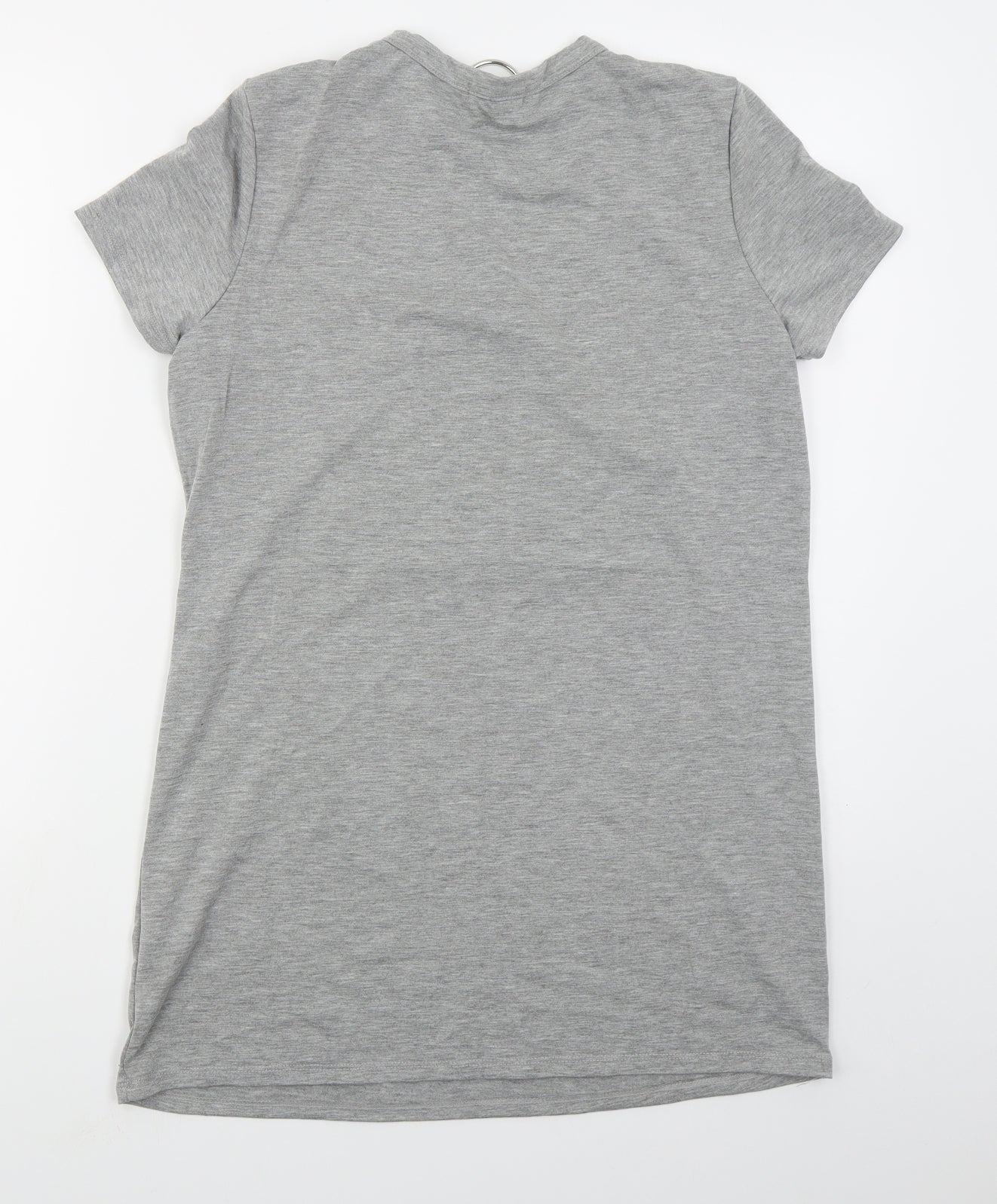 Papaya Womens Grey  Polyester T-Shirt Dress  Size 12  V-Neck Pullover - Beach Life