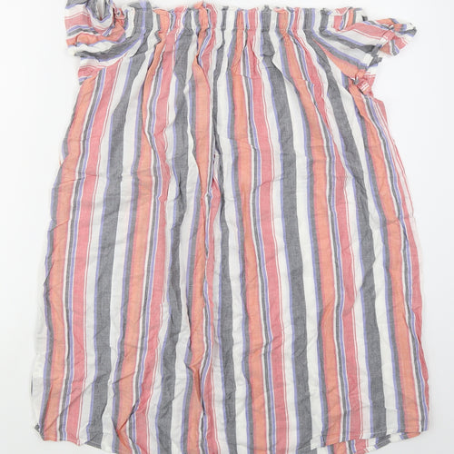 Papaya Womens Red Striped Viscose A-Line  Size 10  Off the Shoulder Pullover
