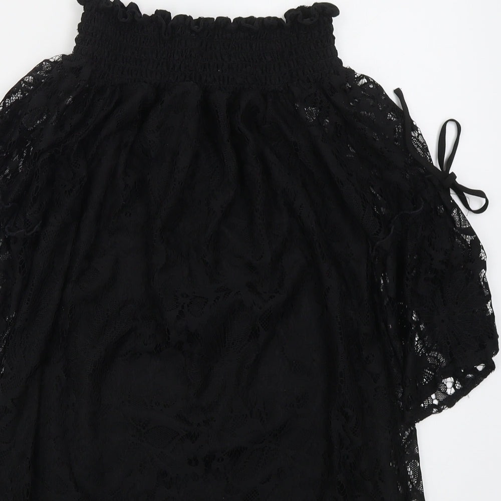 F&F Womens Black  Polyester A-Line  Size 10  Off the Shoulder Pullover