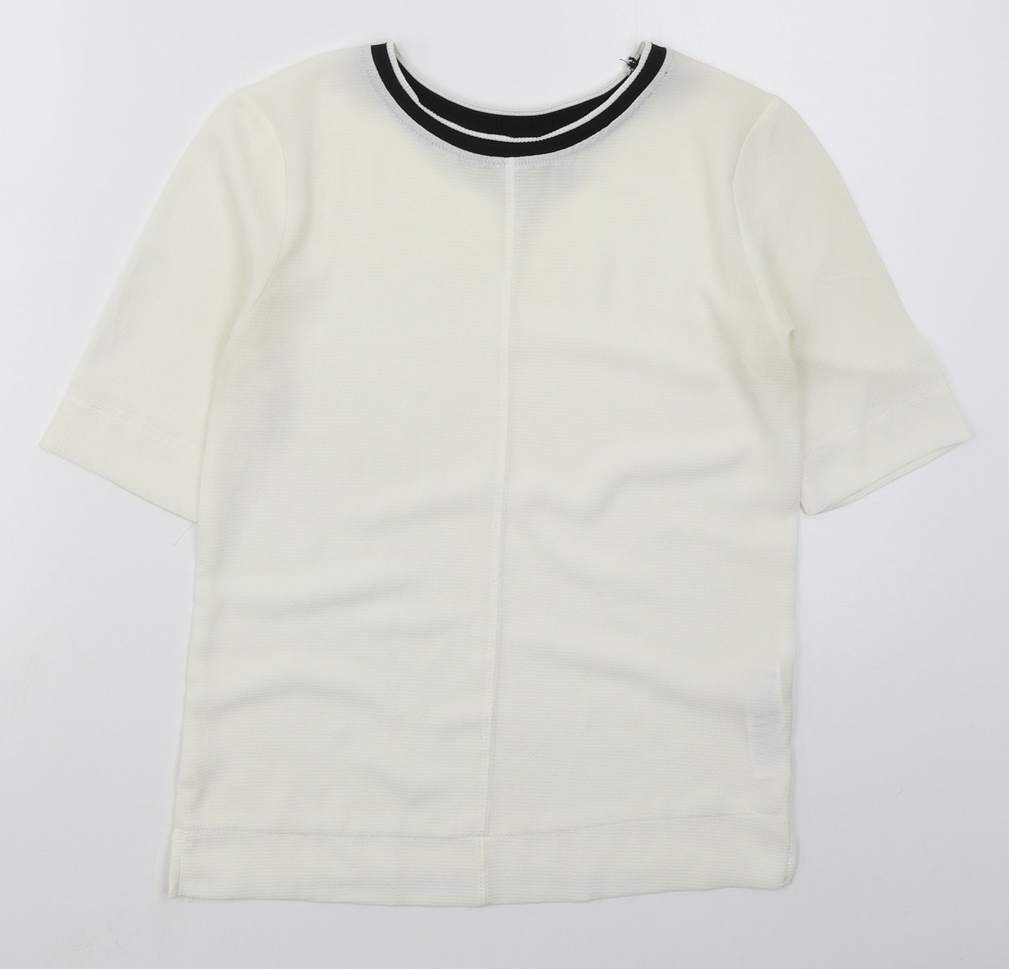 New Look Womens White  Polyester Basic Blouse Size 6 Crew Neck