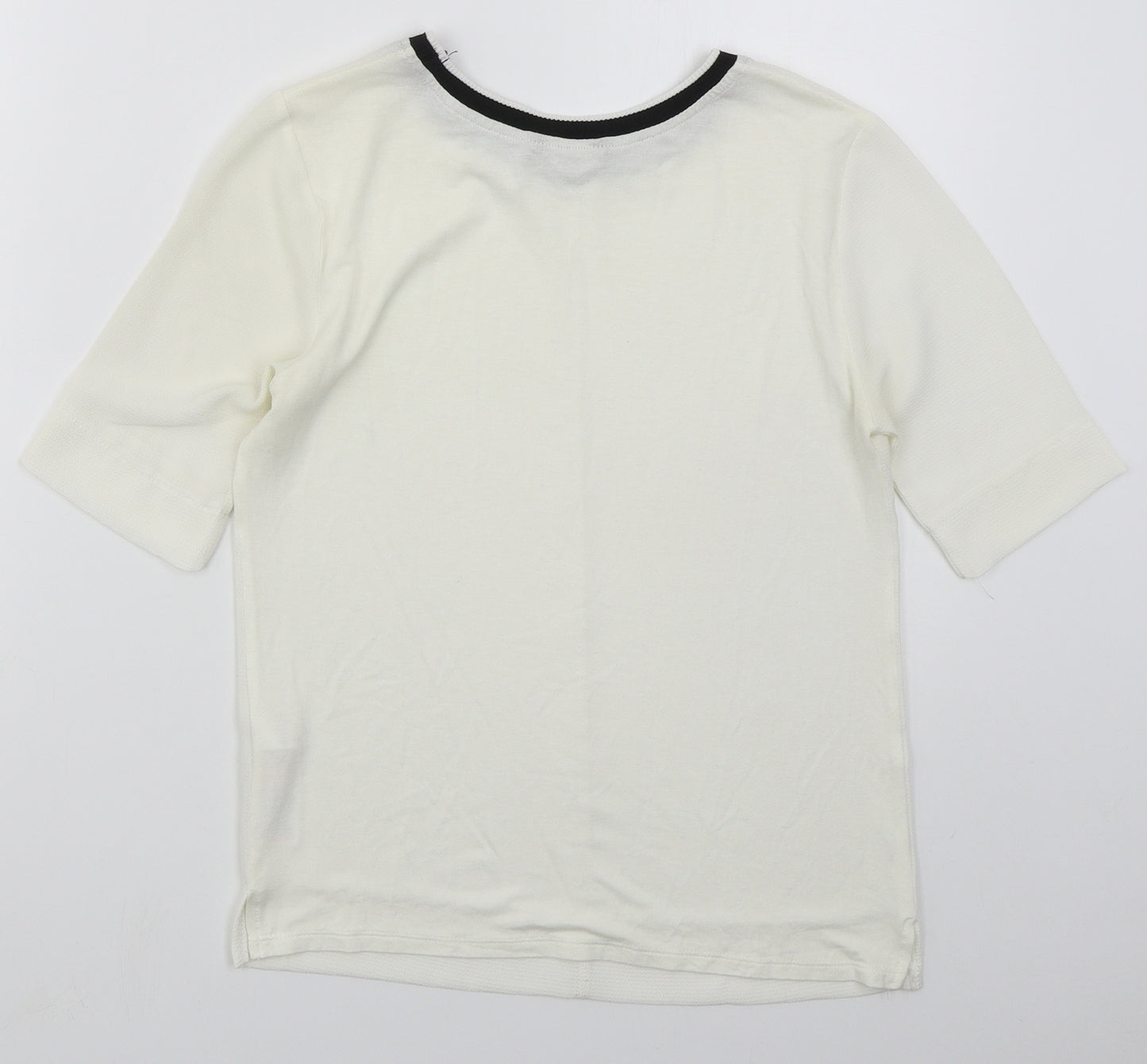 New Look Womens White  Polyester Basic Blouse Size 6 Crew Neck