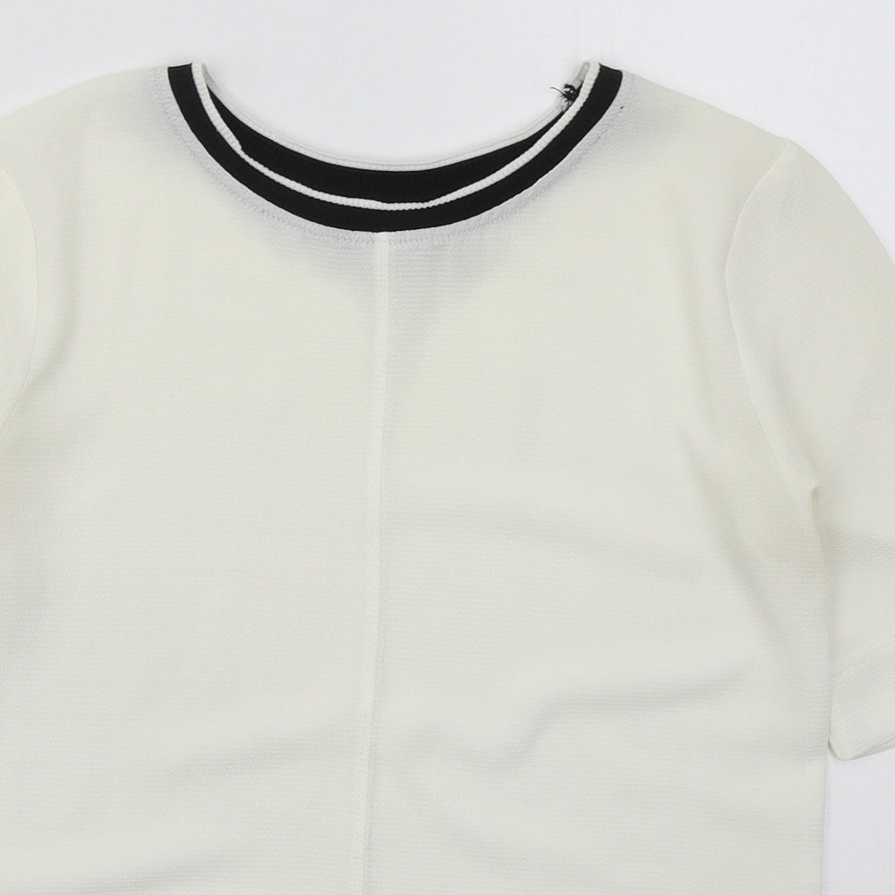 New Look Womens White  Polyester Basic Blouse Size 6 Crew Neck