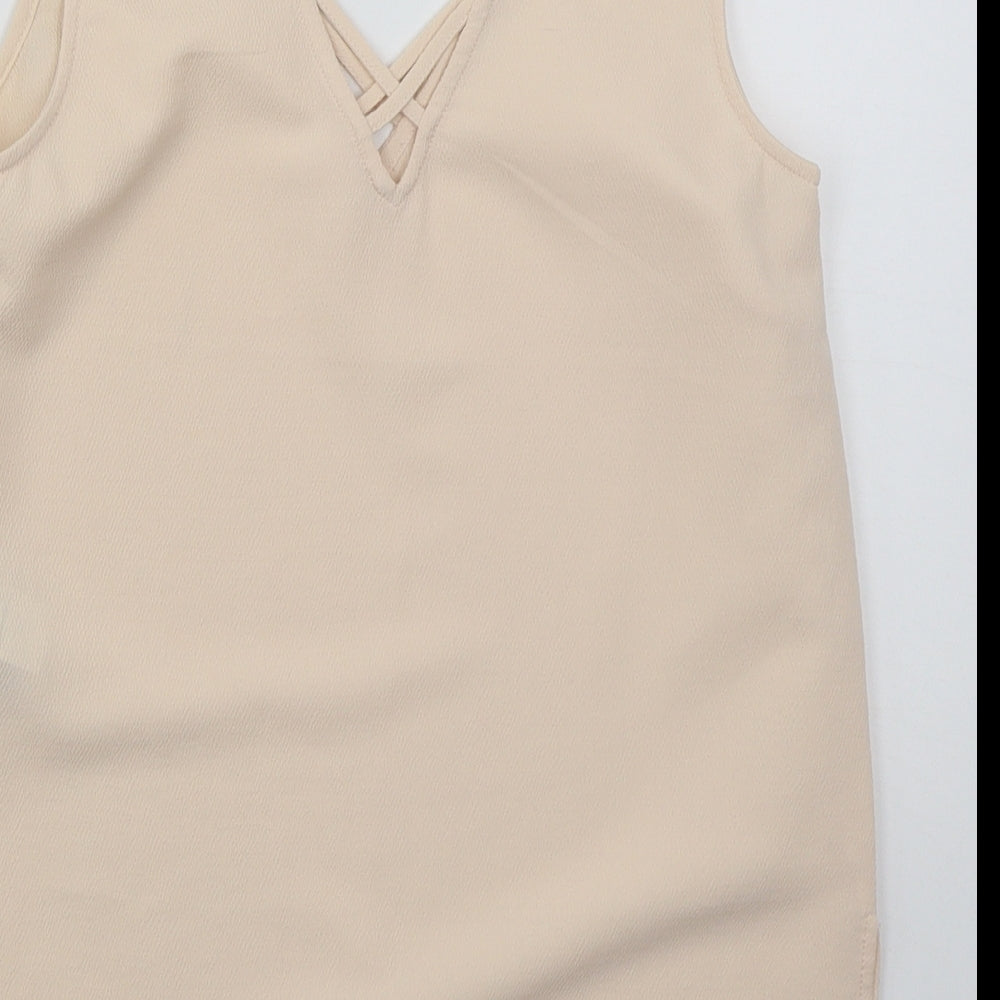 New Look Womens Pink  Polyester Basic Tank Size 6 V-Neck