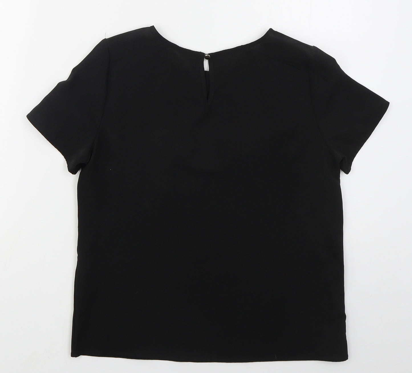 New Look Womens Black  Polyester Basic T-Shirt Size 6 Round Neck