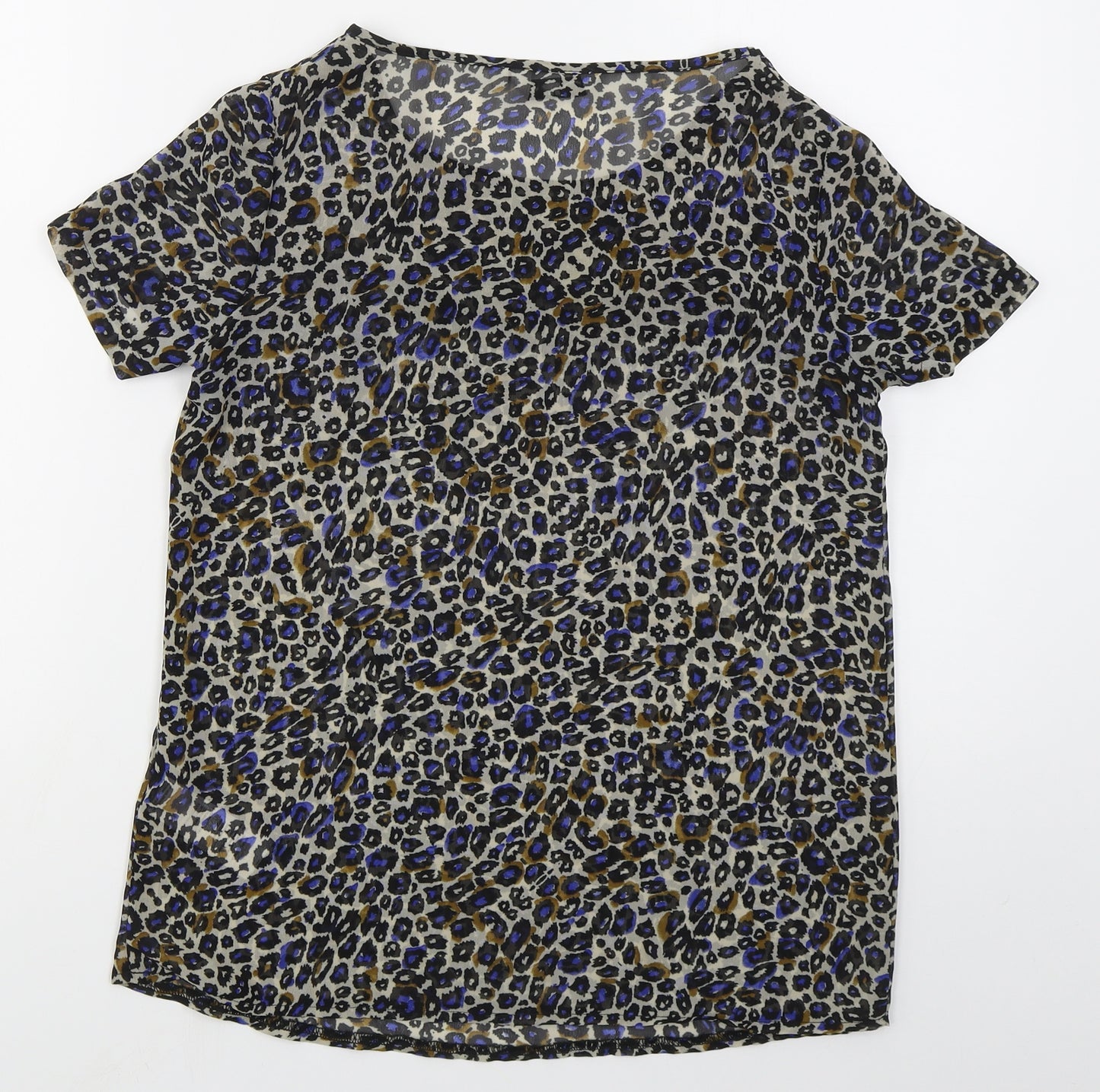 New Look Womens Beige Camouflage Polyester Basic Blouse Size 8 Round Neck - Blue