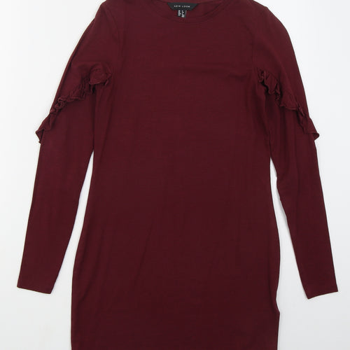 New Look Womens Red  Cotton T-Shirt Dress  Size 6  Crew Neck Pullover
