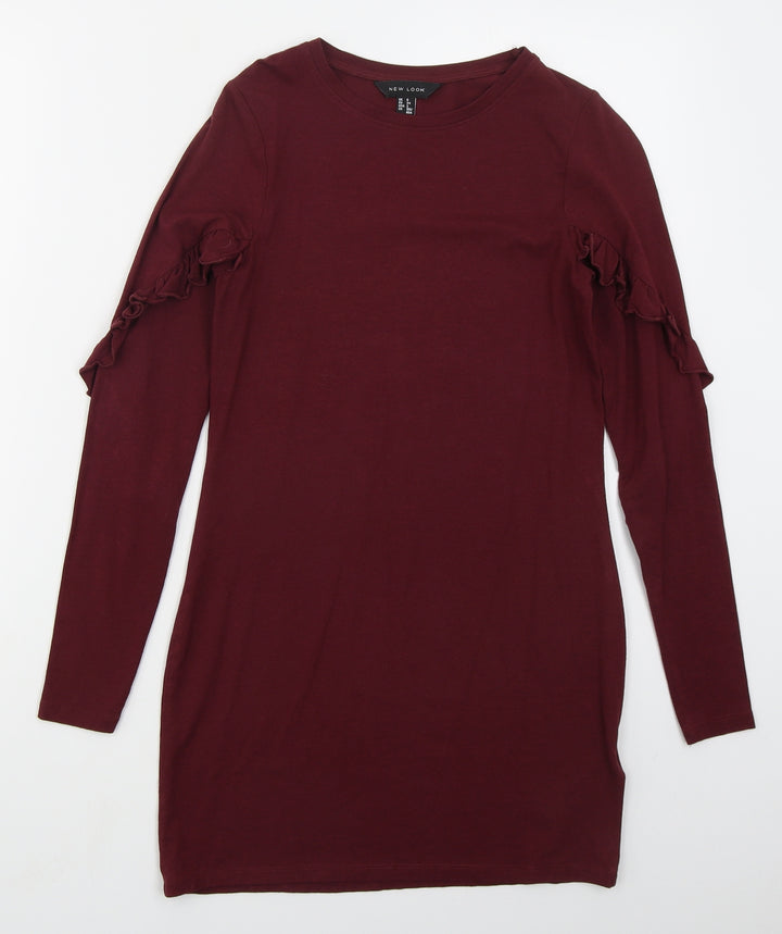 New Look Womens Red  Cotton T-Shirt Dress  Size 6  Crew Neck Pullover