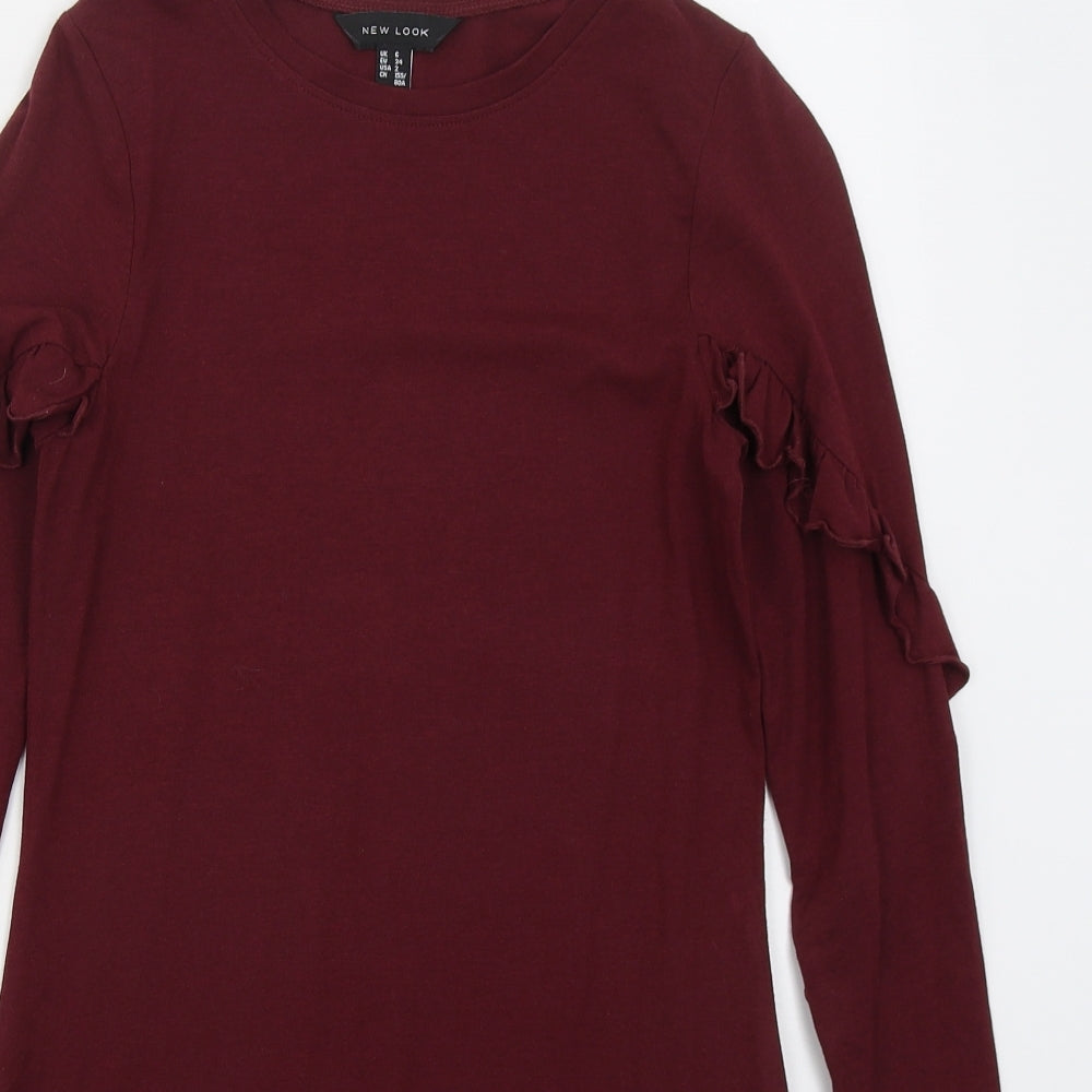 New Look Womens Red  Cotton T-Shirt Dress  Size 6  Crew Neck Pullover