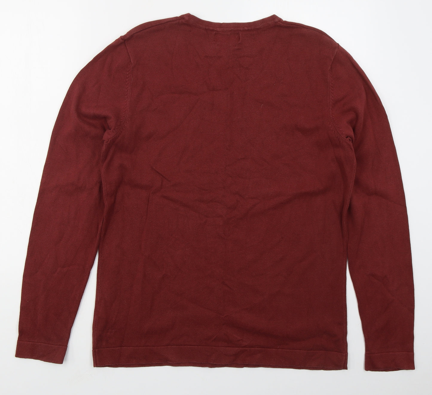 JACK & JONES Mens Red Crew Neck  Cotton Pullover Jumper Size L