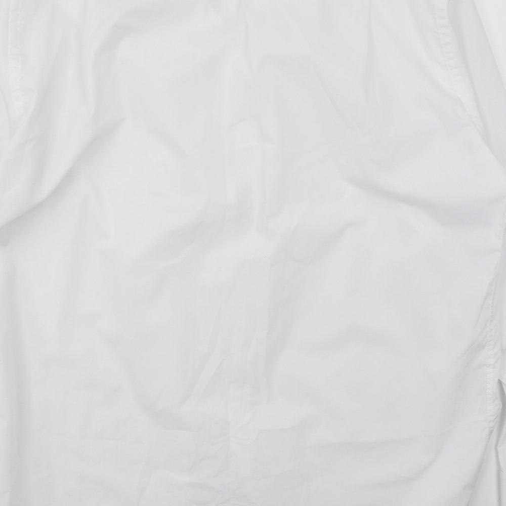 Colin Ross Mens White  Polyester  Dress Shirt Size 17.5 Collared Button
