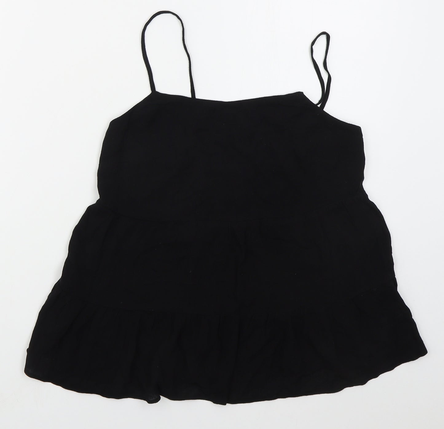 New Look Womens Black  Viscose Basic Tank Size 6 Scoop Neck