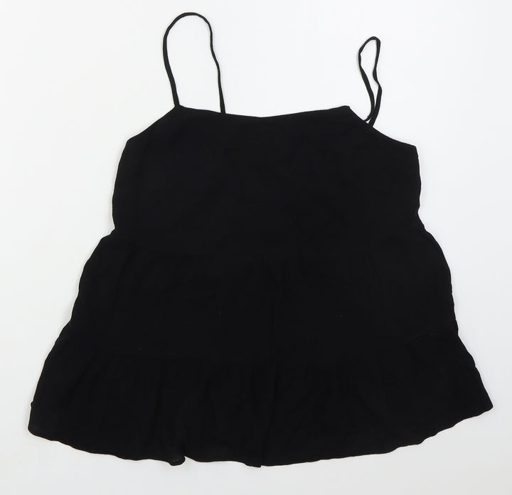New Look Womens Black  Viscose Basic Tank Size 6 Scoop Neck