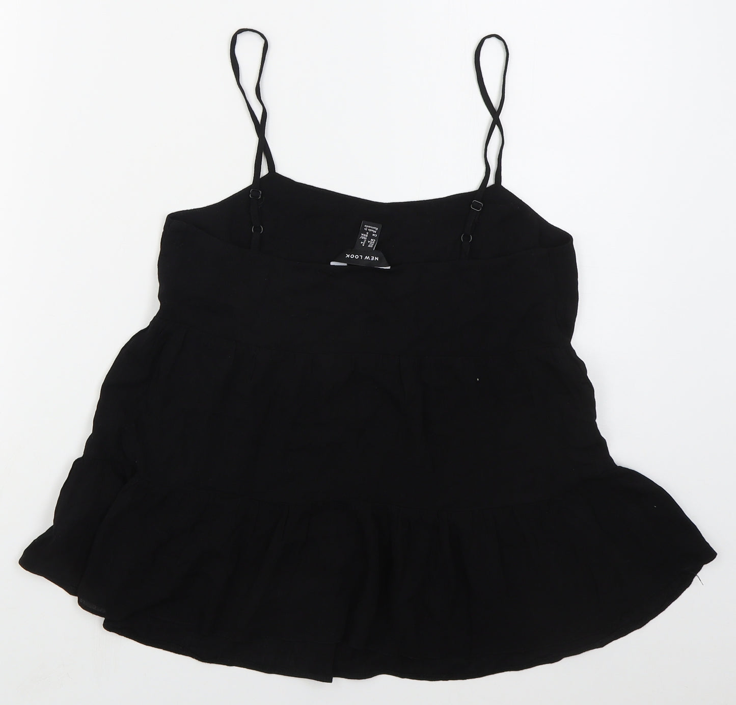 New Look Womens Black  Viscose Basic Tank Size 6 Scoop Neck
