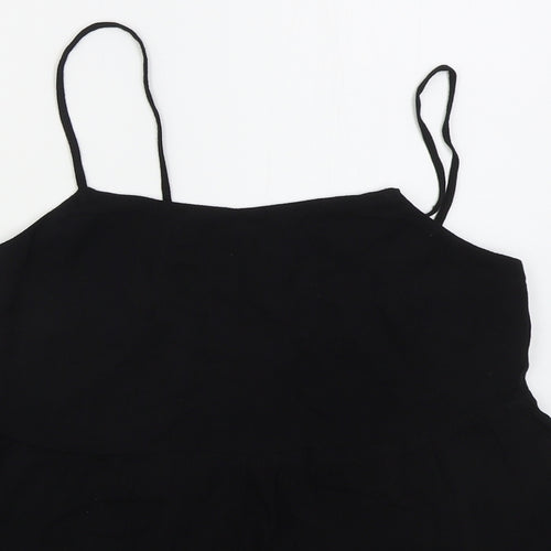 New Look Womens Black  Viscose Basic Tank Size 6 Scoop Neck