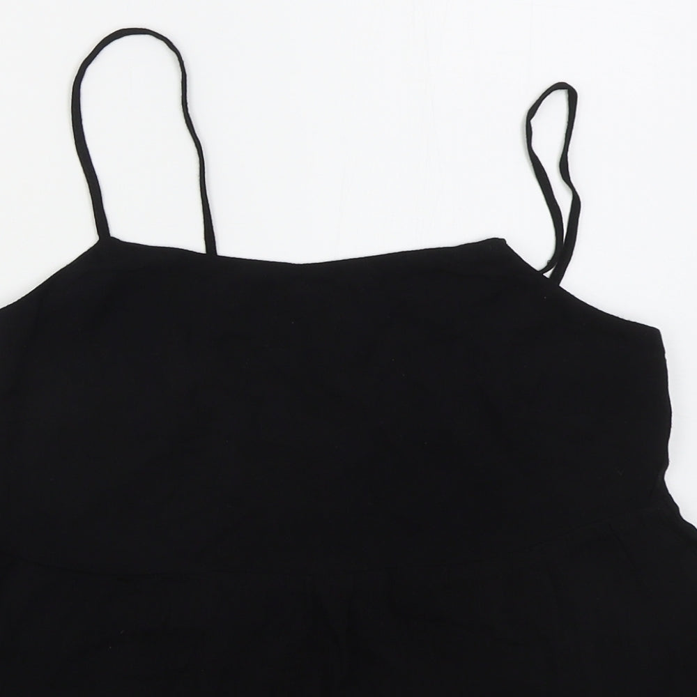 New Look Womens Black  Viscose Basic Tank Size 6 Scoop Neck