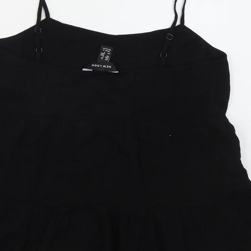 New Look Womens Black  Viscose Basic Tank Size 6 Scoop Neck