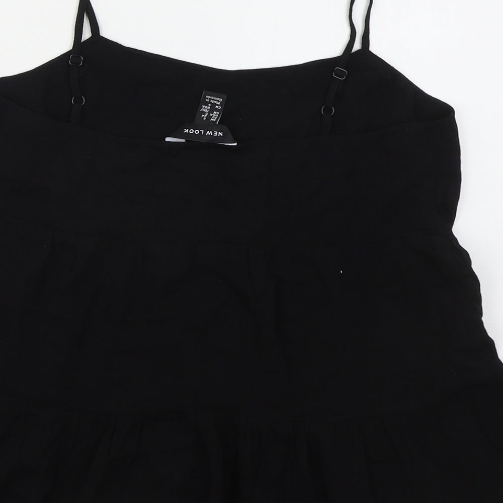 New Look Womens Black  Viscose Basic Tank Size 6 Scoop Neck