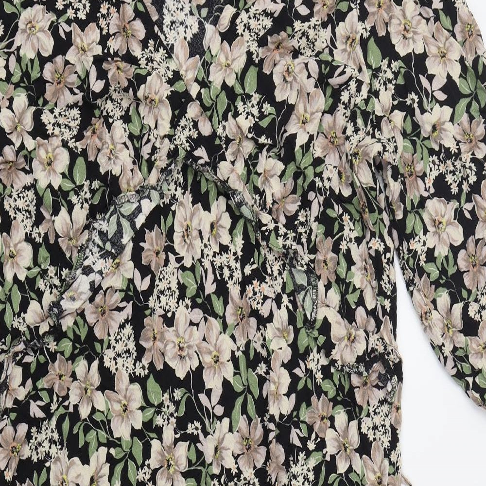 Atmosphere Womens Black Floral Viscose A-Line  Size 20  V-Neck Pullover - Beige Flowers