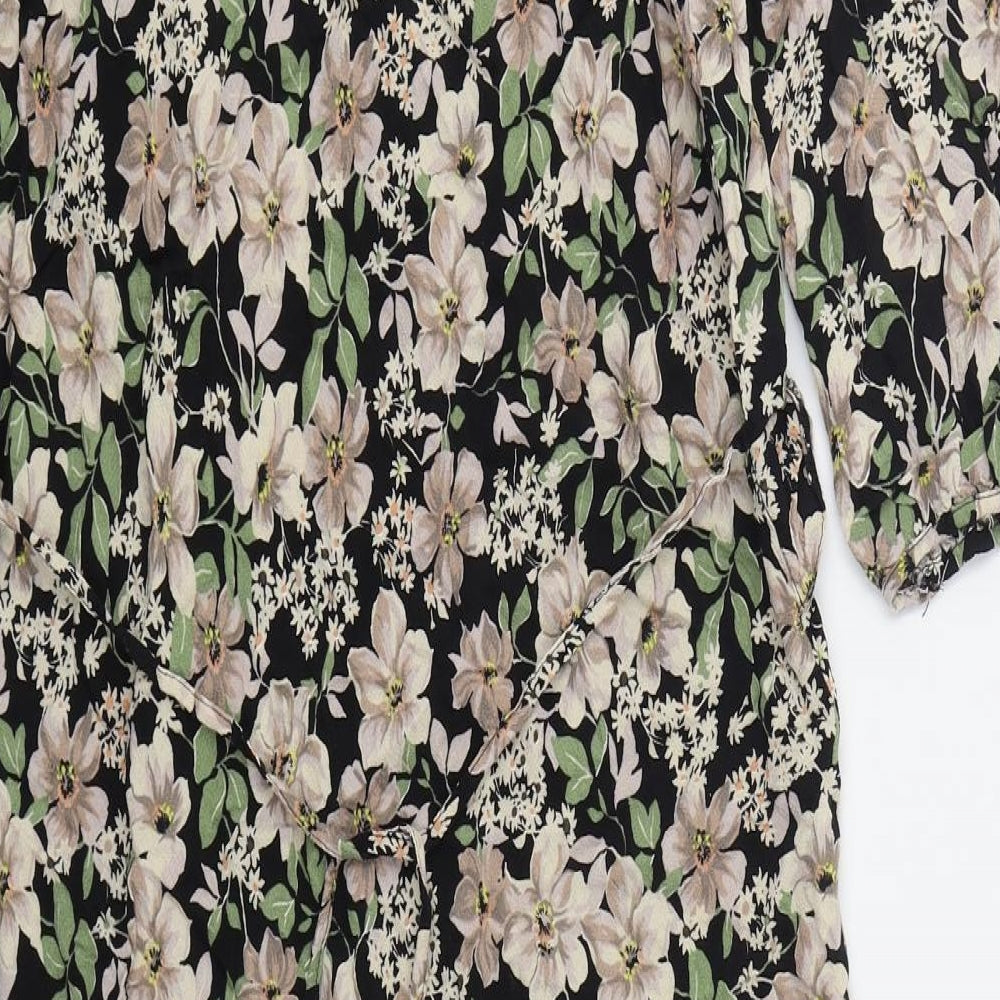 Atmosphere Womens Black Floral Viscose A-Line  Size 20  V-Neck Pullover - Beige Flowers