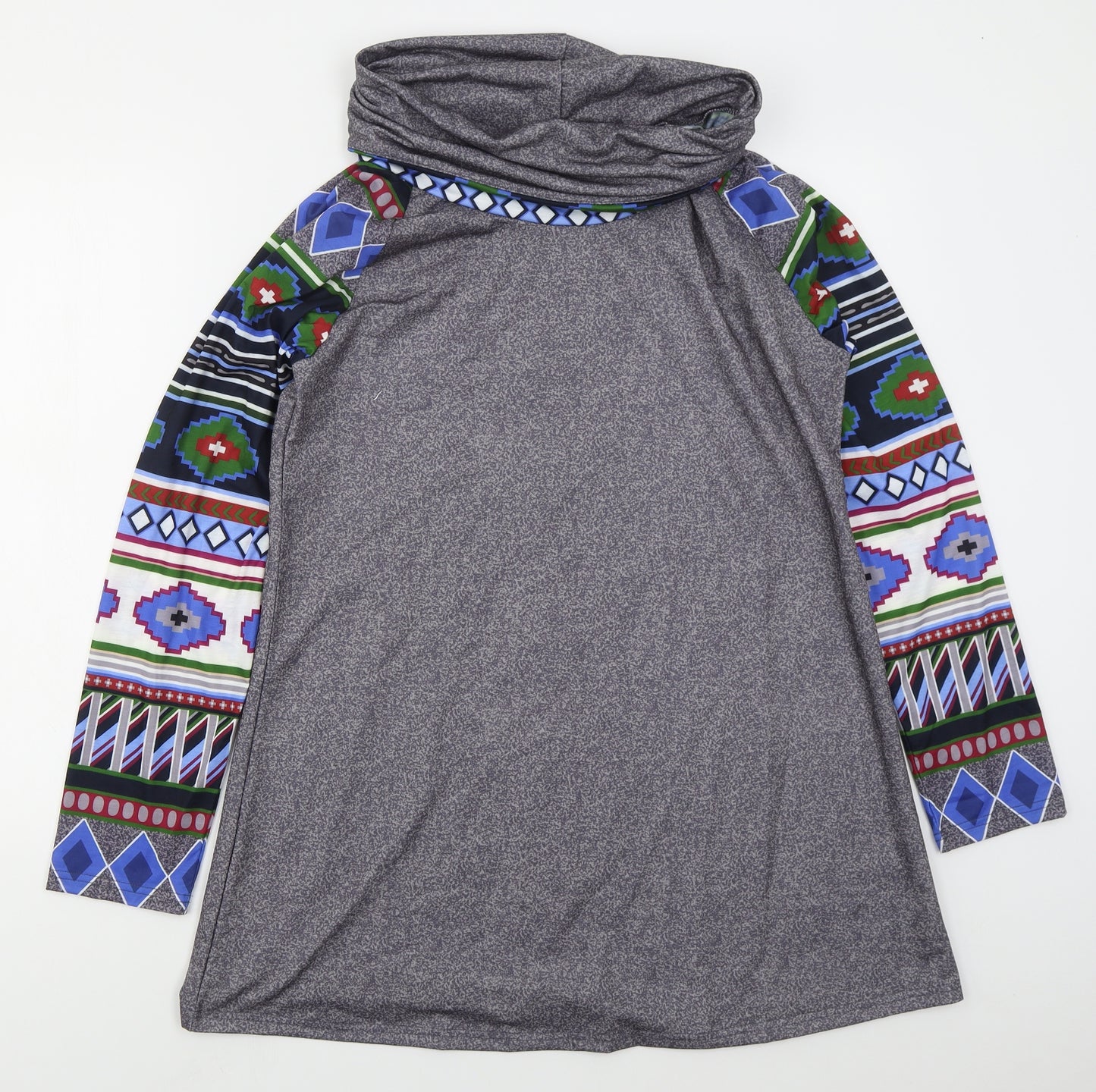 Miss Look Womens Grey Geometric Polyester Pullover Sweatshirt Size XL  Pullover