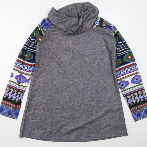 Miss Look Womens Grey Geometric Polyester Pullover Sweatshirt Size XL  Pullover
