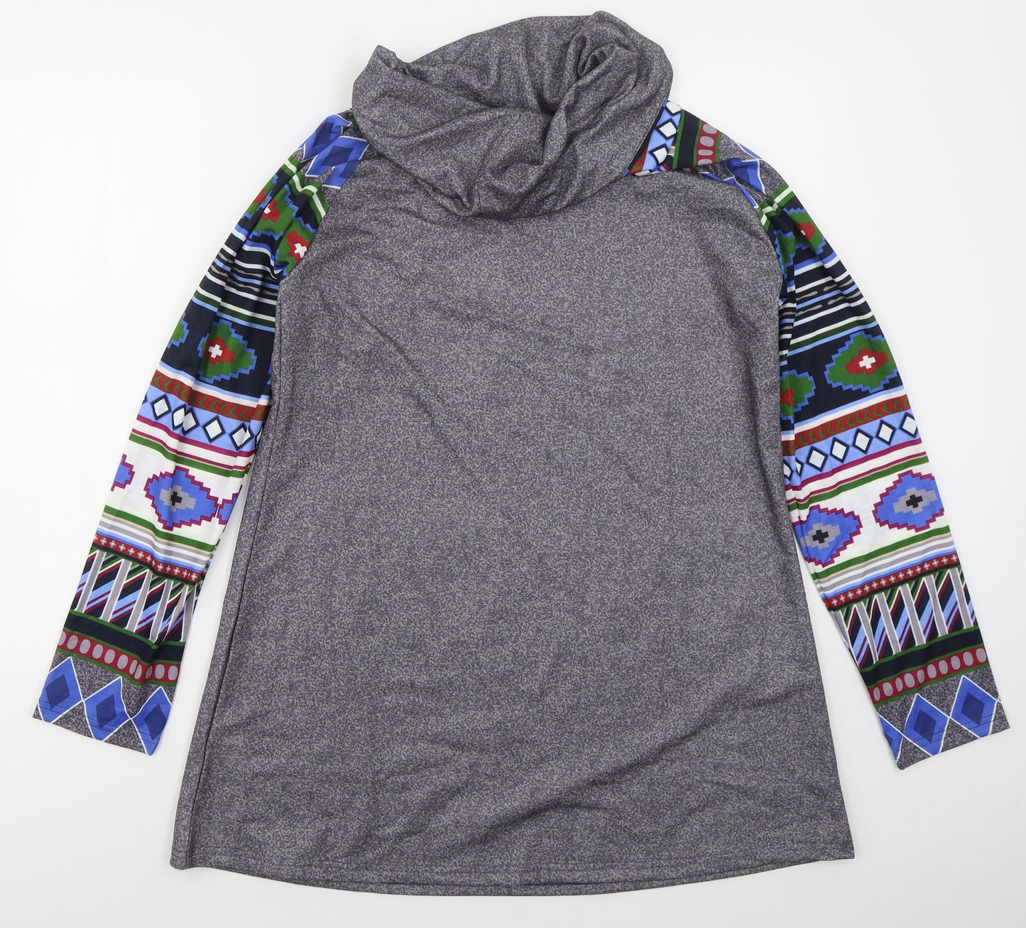 Miss Look Womens Grey Geometric Polyester Pullover Sweatshirt Size XL  Pullover