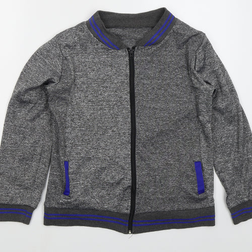 Preworn Boys Grey  Polyester Full Zip Sweatshirt Size L  Zip - Blue