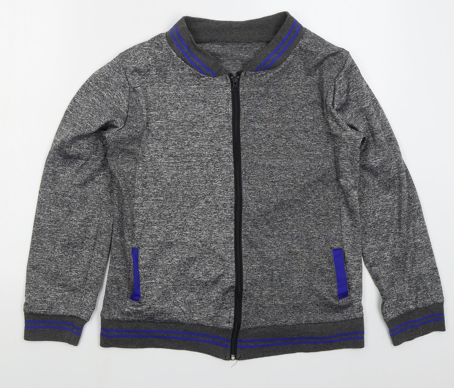 Preworn Boys Grey  Polyester Full Zip Sweatshirt Size L  Zip - Blue