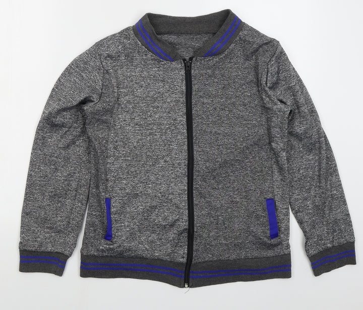 Preworn Boys Grey  Polyester Full Zip Sweatshirt Size L  Zip - Blue