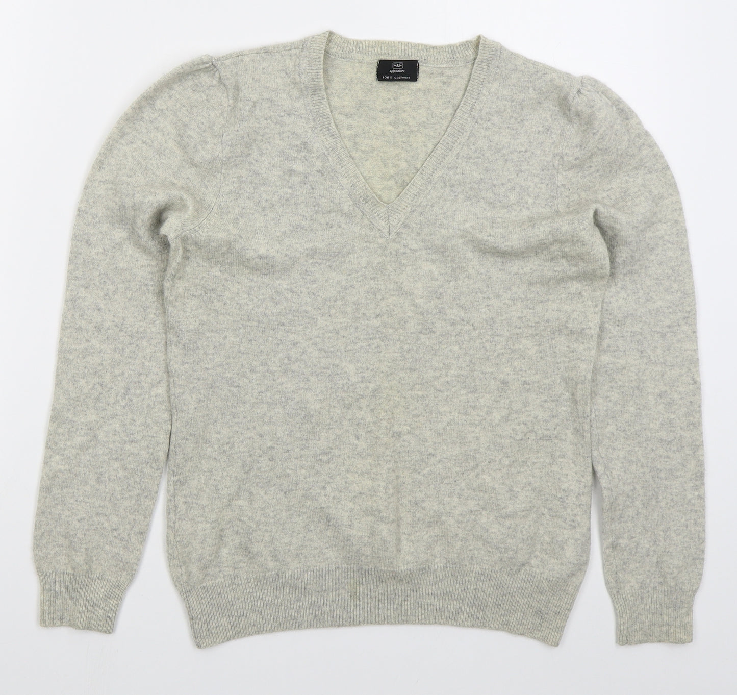 F&F Womens Beige V-Neck  Cashmere Pullover Jumper Size S