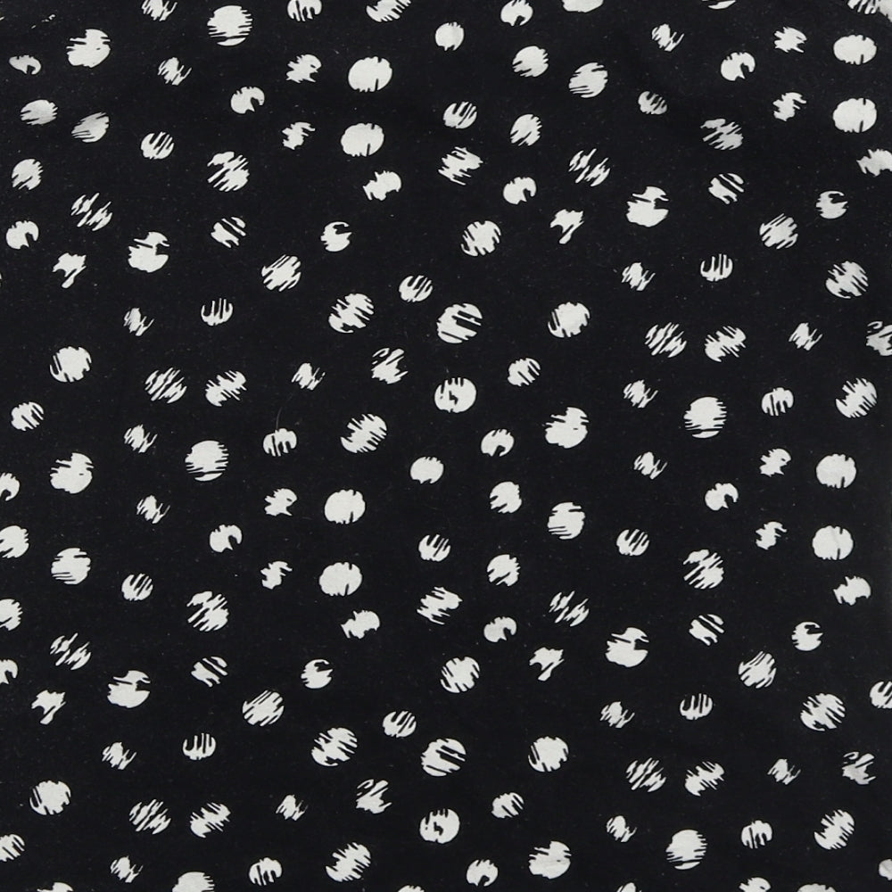 Peacocks Womens Black Geometric Cotton Basic T-Shirt Size 12 Off the Shoulder