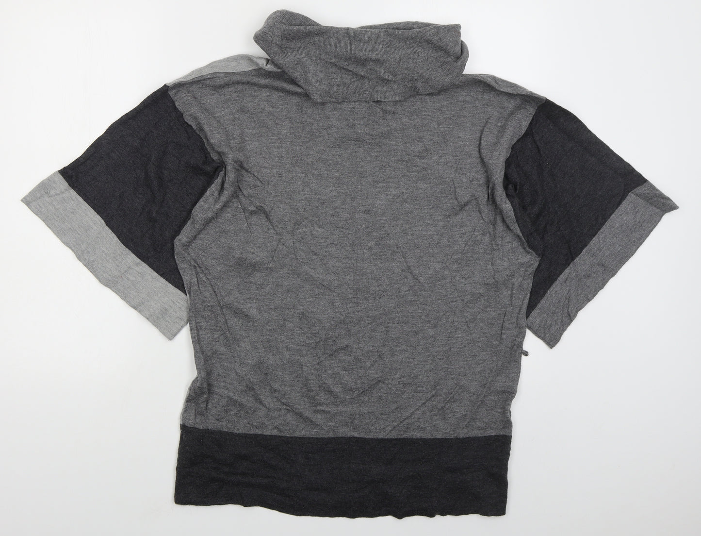 Marks and Spencer Womens Grey Roll Neck  Nylon Pullover Jumper Size 16   - Colour Block