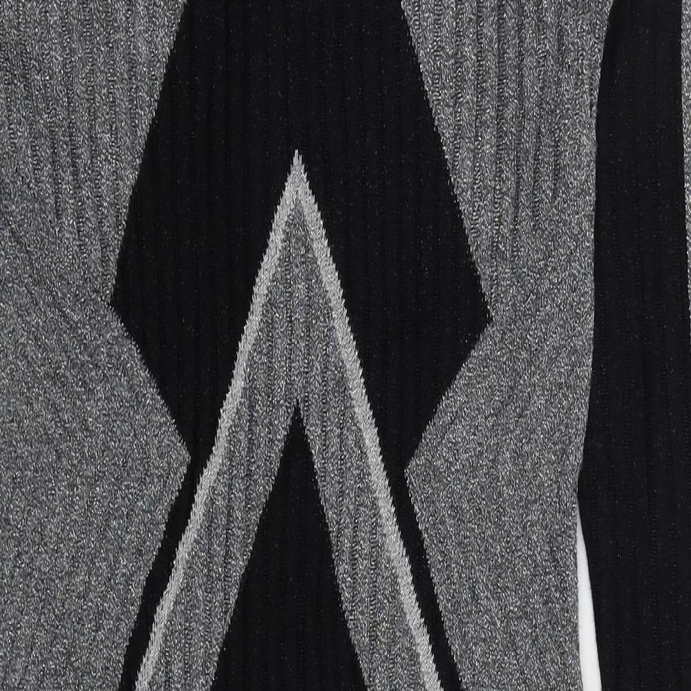Ted Baker Womens Black Geometric Acrylic Jumper Dress  Size M  Crew Neck Zip