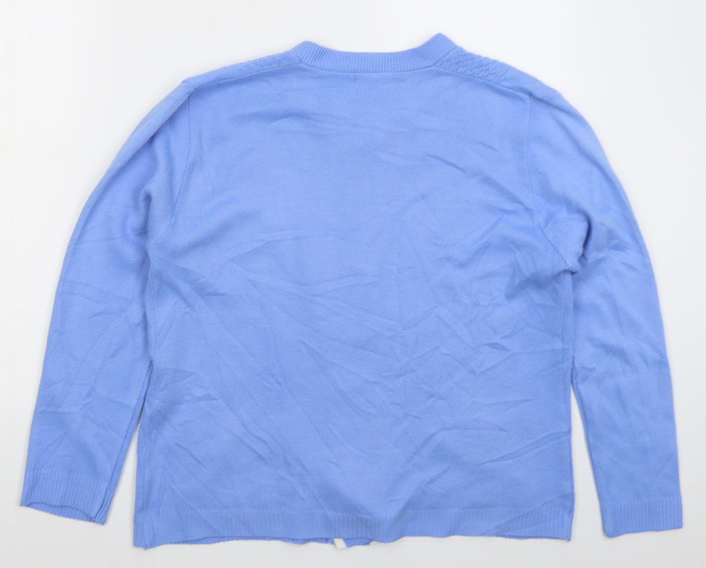 Lizzi Womens Blue Crew Neck  Acrylic Cardigan Jumper Size M