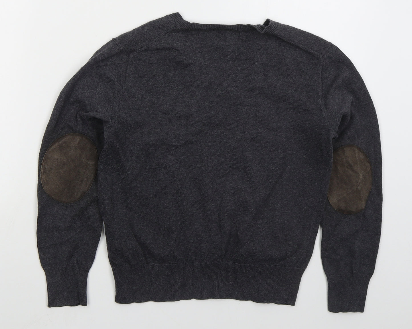 Ralph Lauren Womens Grey V-Neck  Cotton Pullover Jumper Size 10