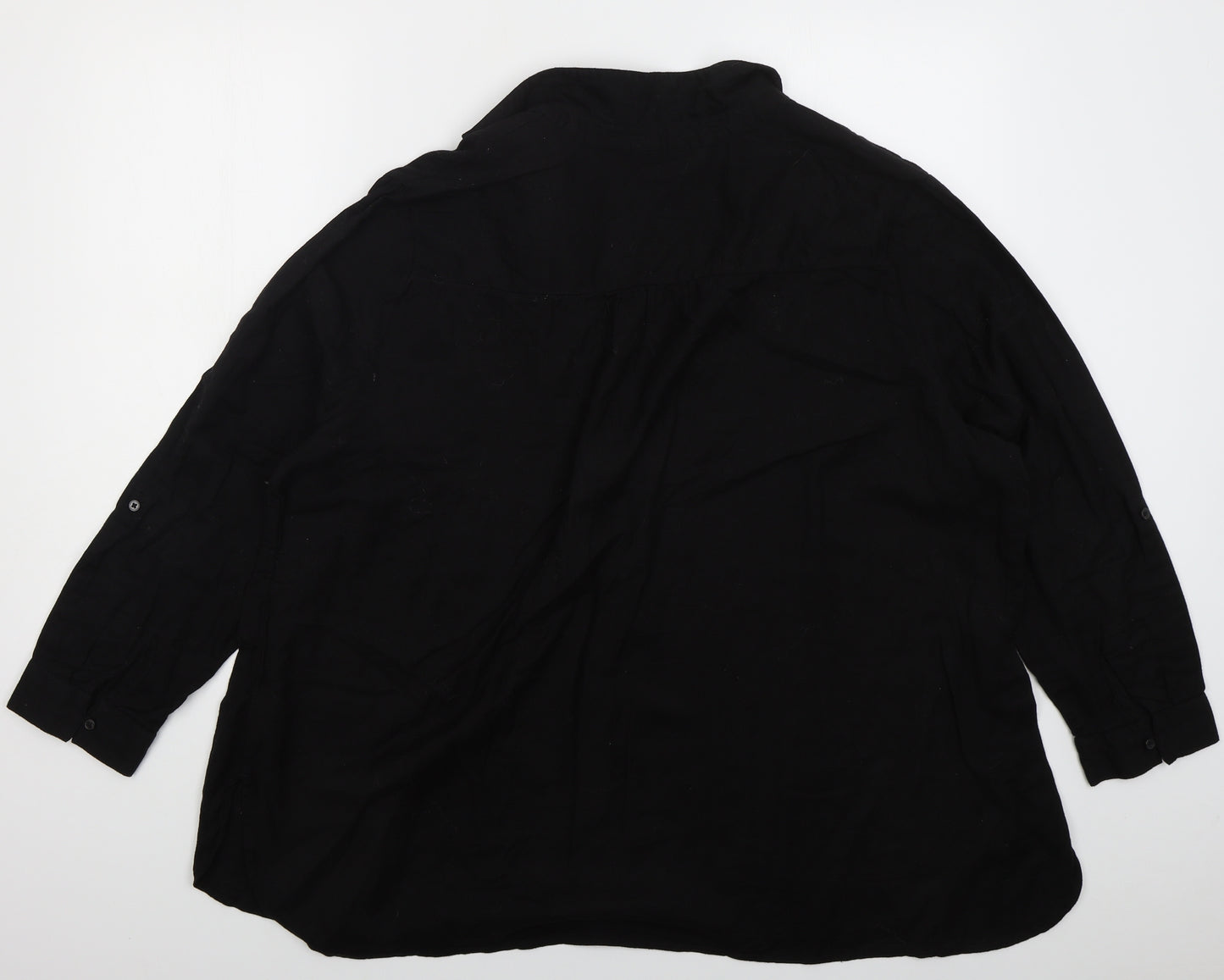 George Womens Black Floral Cotton Basic Blouse Size 24 Collared