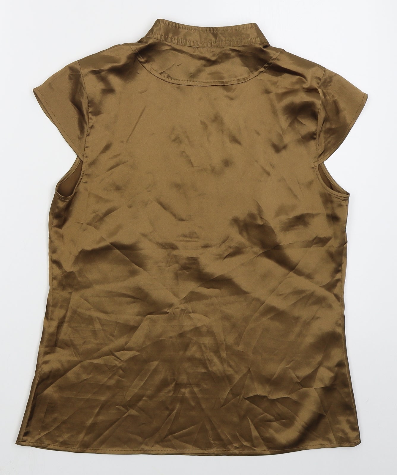 Marks and Spencer Womens Brown  Polyester Basic Blouse Size 12 V-Neck