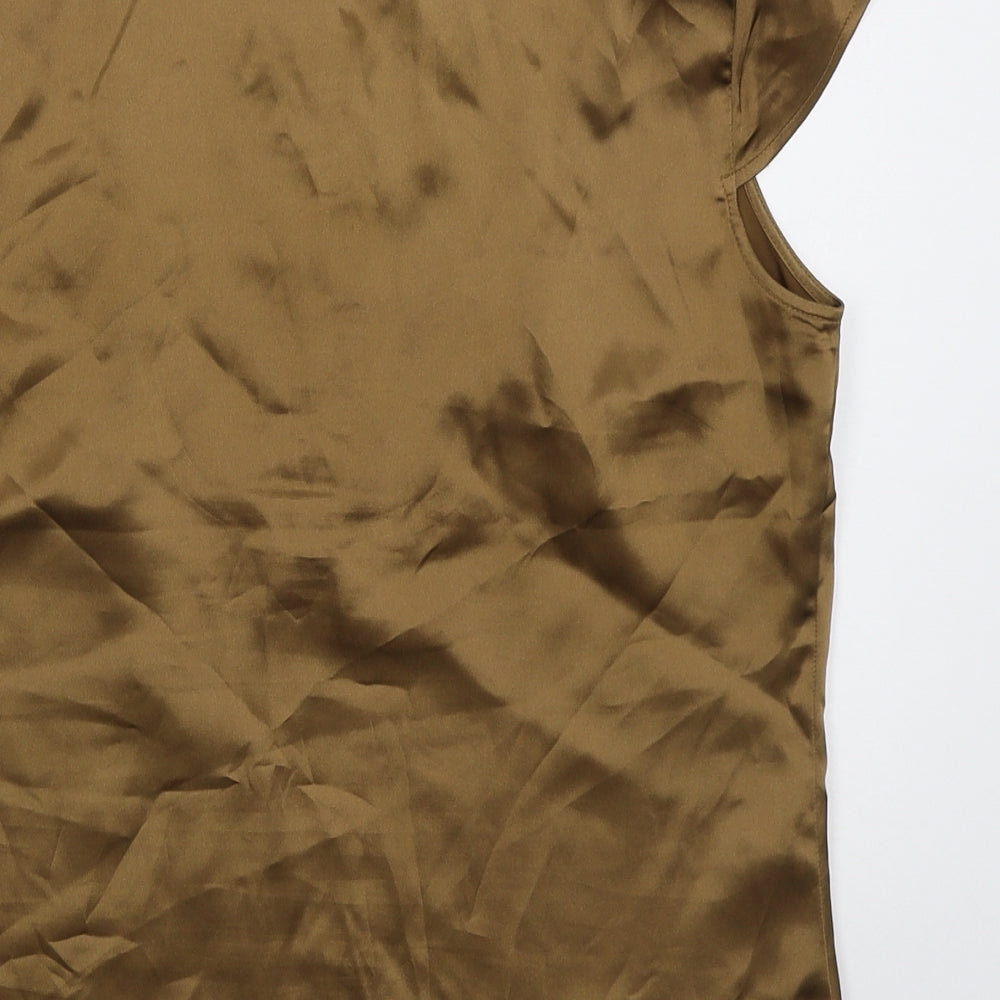Marks and Spencer Womens Brown  Polyester Basic Blouse Size 12 V-Neck