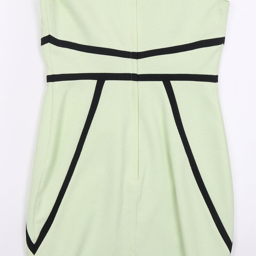 Dorothy Perkins Womens Green Geometric Polyester Pencil Dress  Size 10  Boat Neck Zip