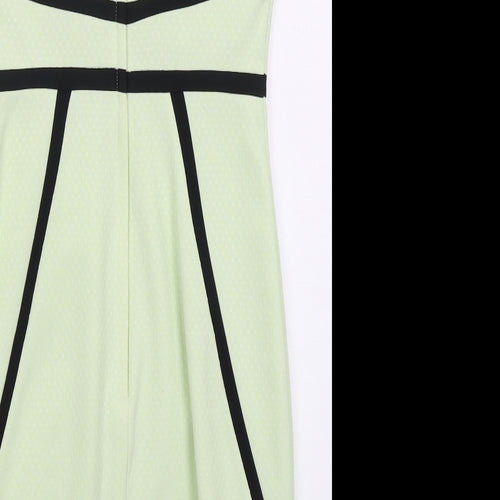 Dorothy Perkins Womens Green Geometric Polyester Pencil Dress  Size 10  Boat Neck Zip