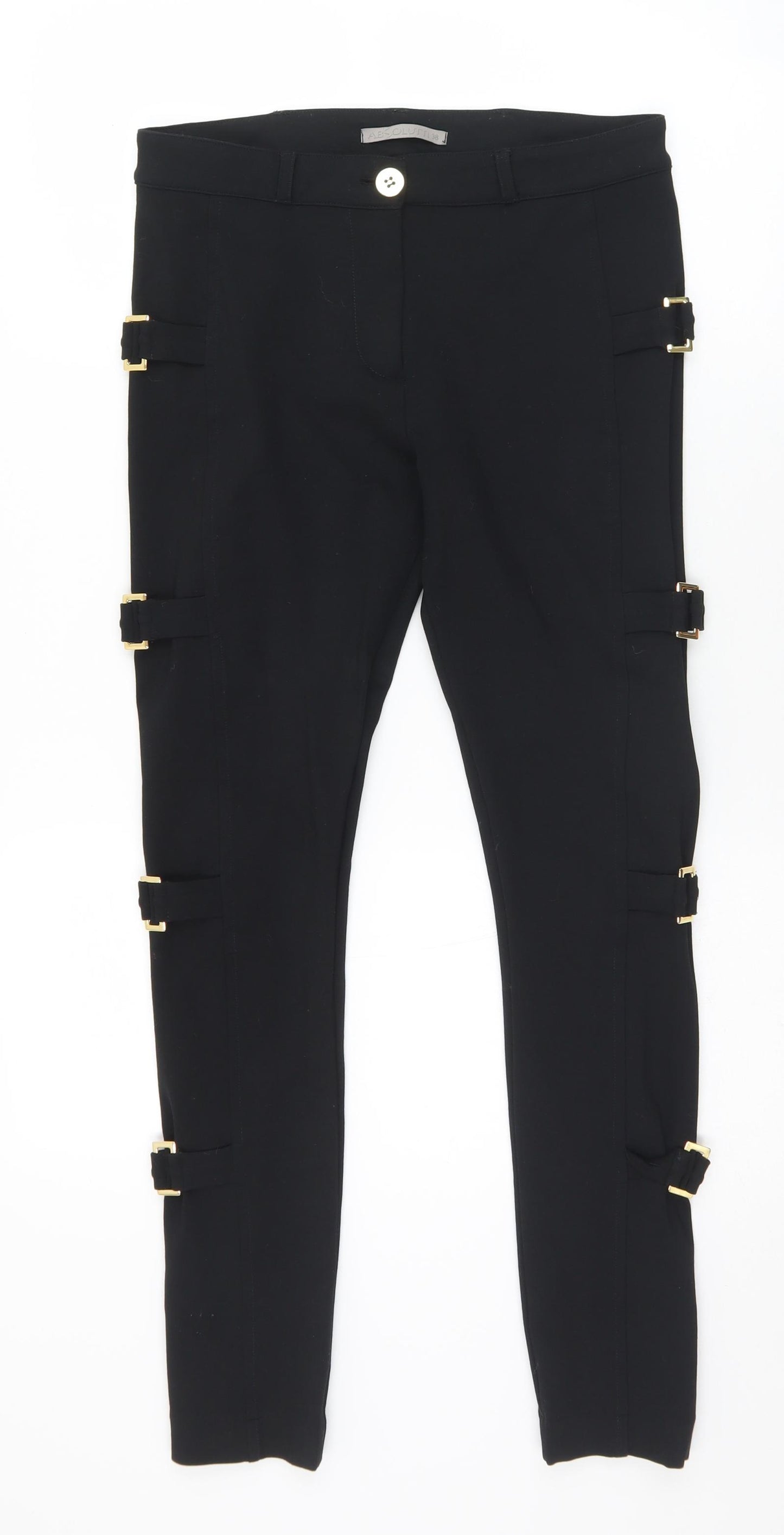 Absolutti Womens Black  Viscose Trousers  Size 10 L28 in Regular Zip