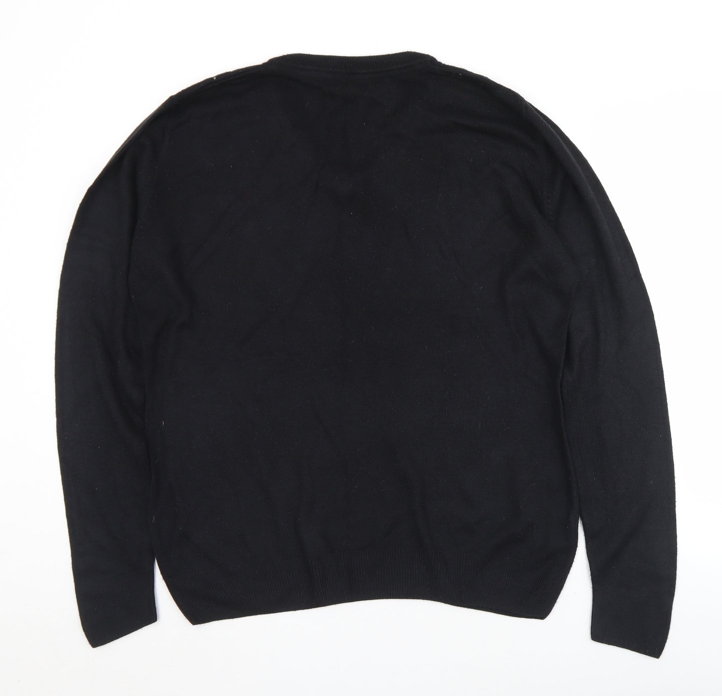 Easy Mens Black V-Neck  Acrylic Pullover Jumper Size M