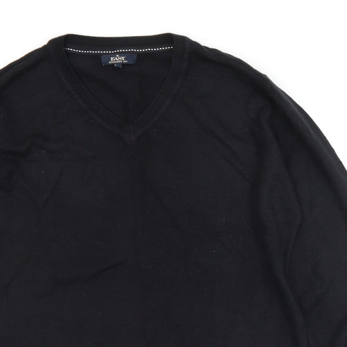 Easy Mens Black V-Neck  Acrylic Pullover Jumper Size M